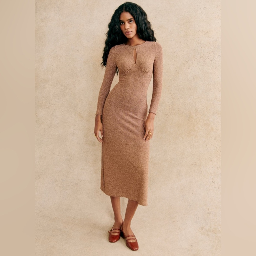 Sezane Tan Long Sleeve Dress